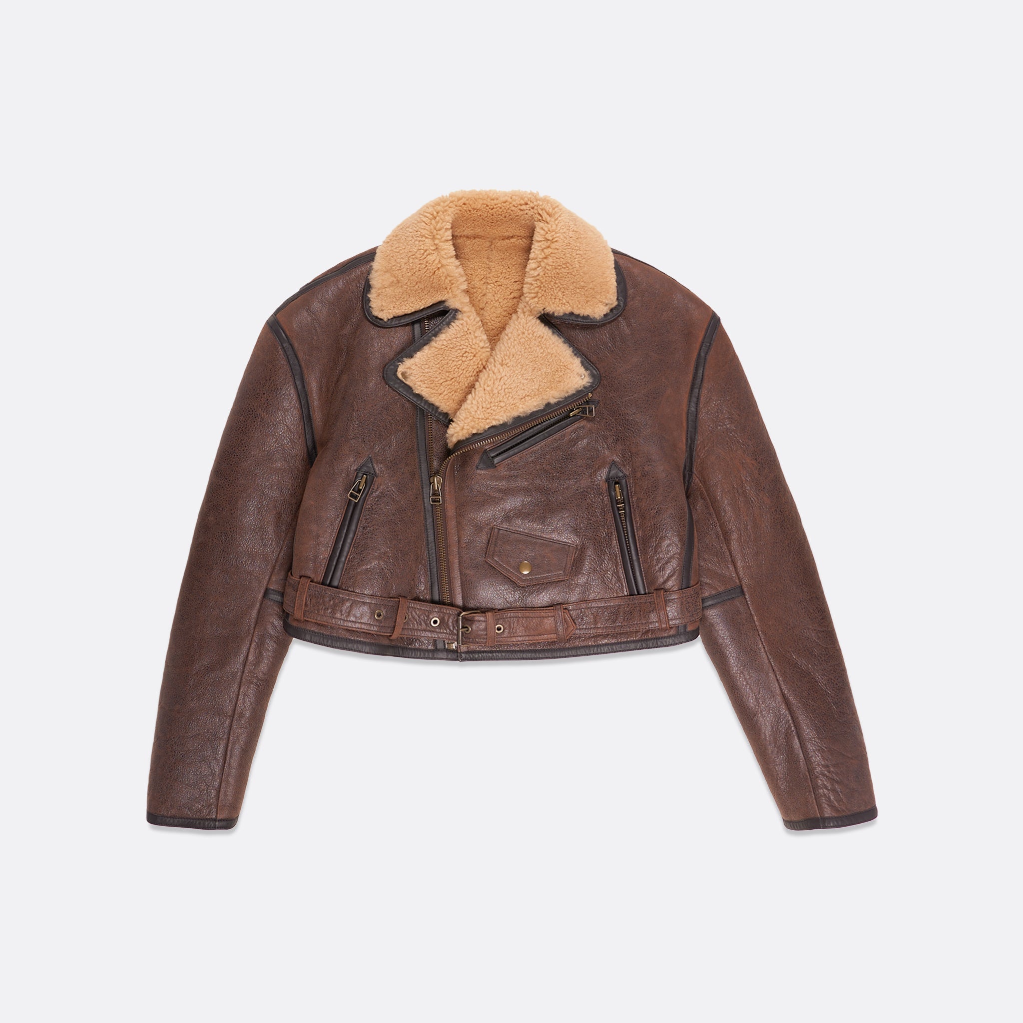 LEATHER BOMBARDIER JACKET WITH SHEARLING LINING – Faith Connexion