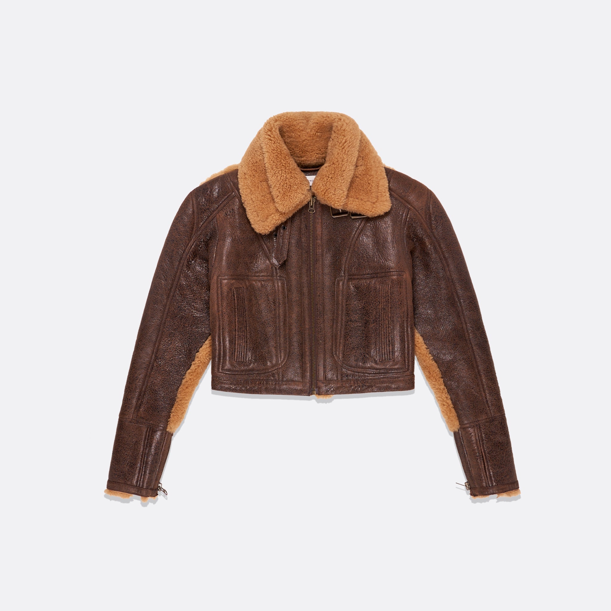 BROWN SHEARLING BOMBER JACKET - FAITH CONNEXION – Faith Connexion