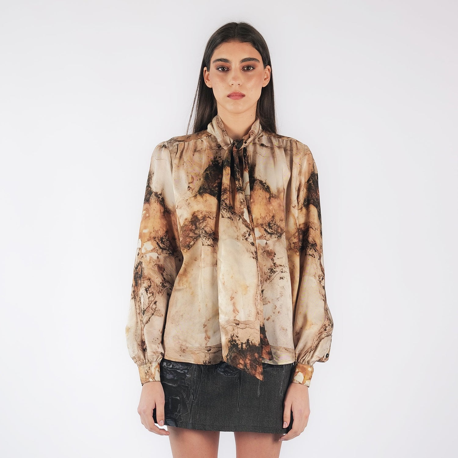 DISINTEGRATION PRINT BOW BLOUSE | EDGAR AGUILAR