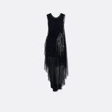 EMBROIDERED DRAPED TULLE DRESS