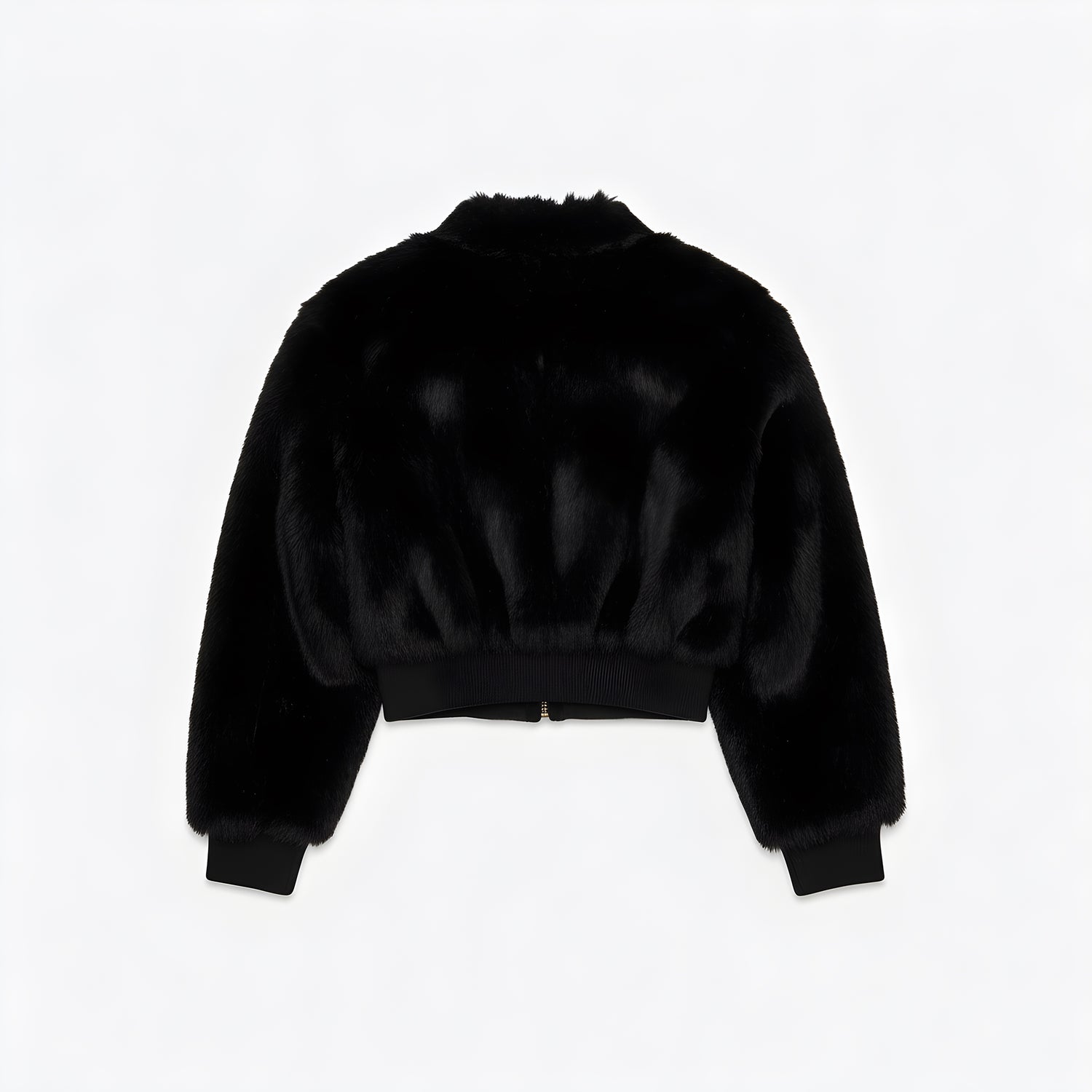 BLACK FUR PUFFY BLOUSON
