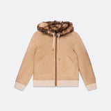 REVERSIBLE SHEARLING HOODED LEATHER JACKET