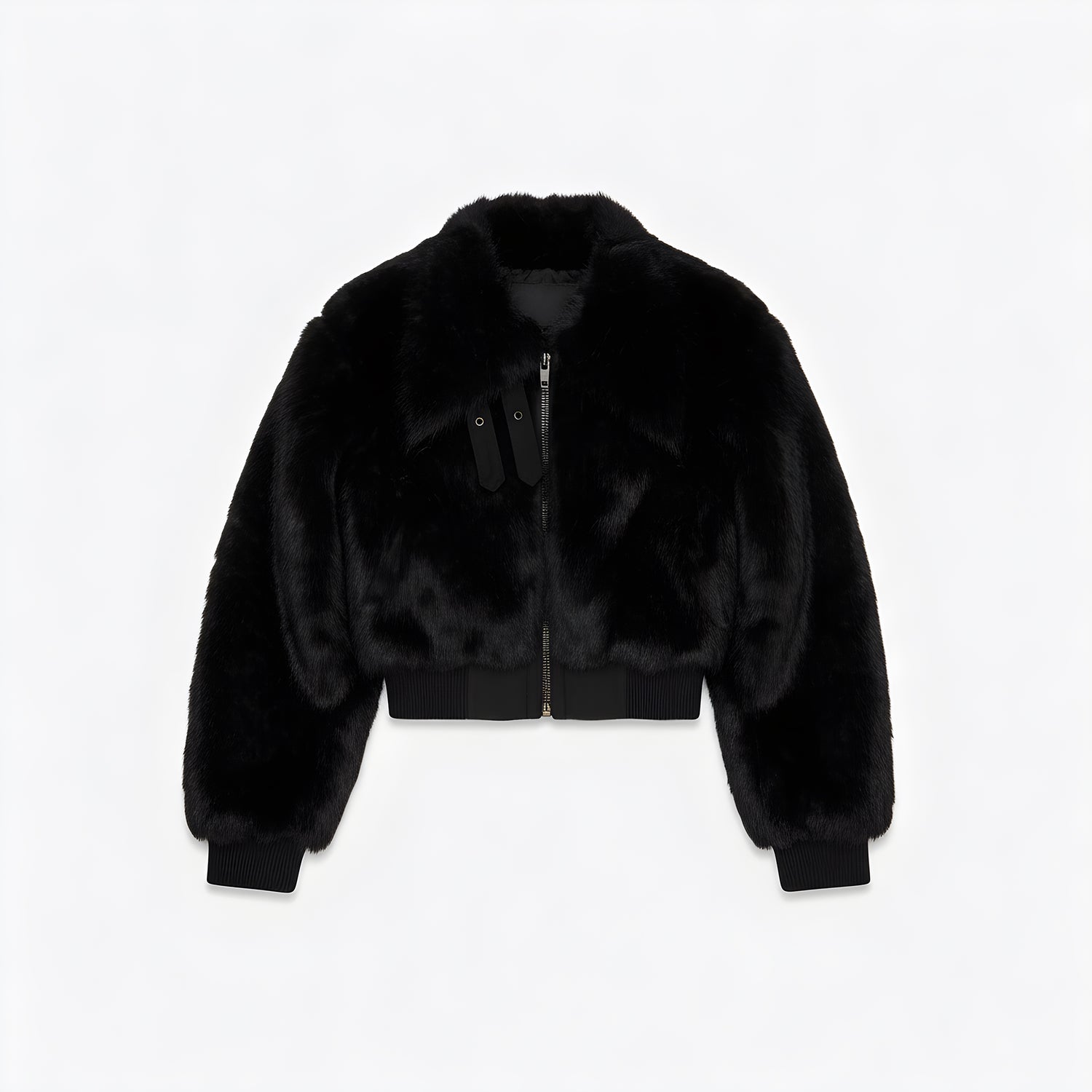 BLACK FUR PUFFY BLOUSON