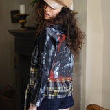 WOMAN UPCYCLED LEATHER AND WOOL JACKET