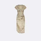 RUCHED STRETCH SILK CHARMEUSE DRESS | Emanuele Conte