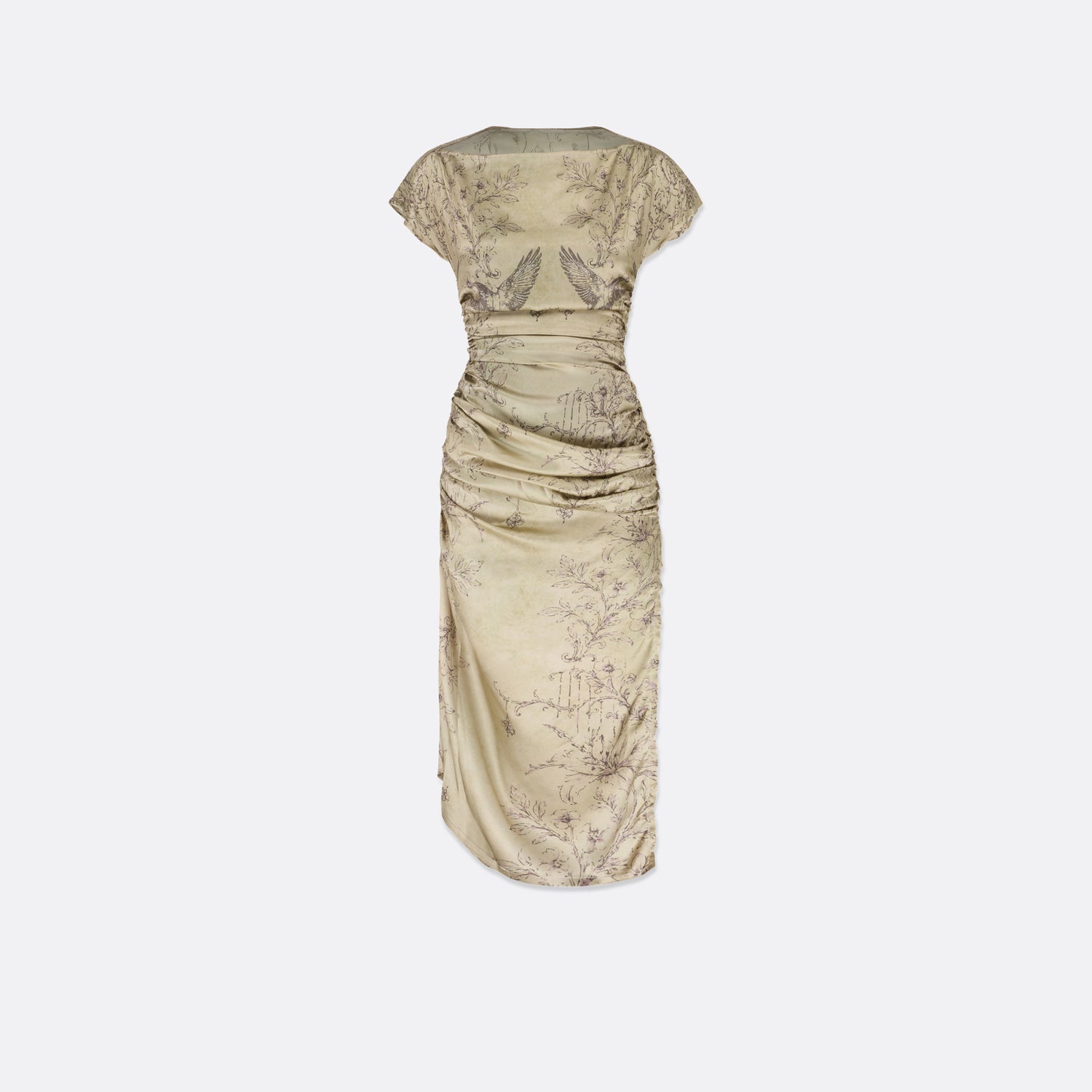 RUCHED STRETCH SILK CHARMEUSE DRESS | Emanuele Conte