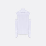 WOMEN'S COTTON RUFFLED SHIRT WITH REMOVABLE SLEEVES