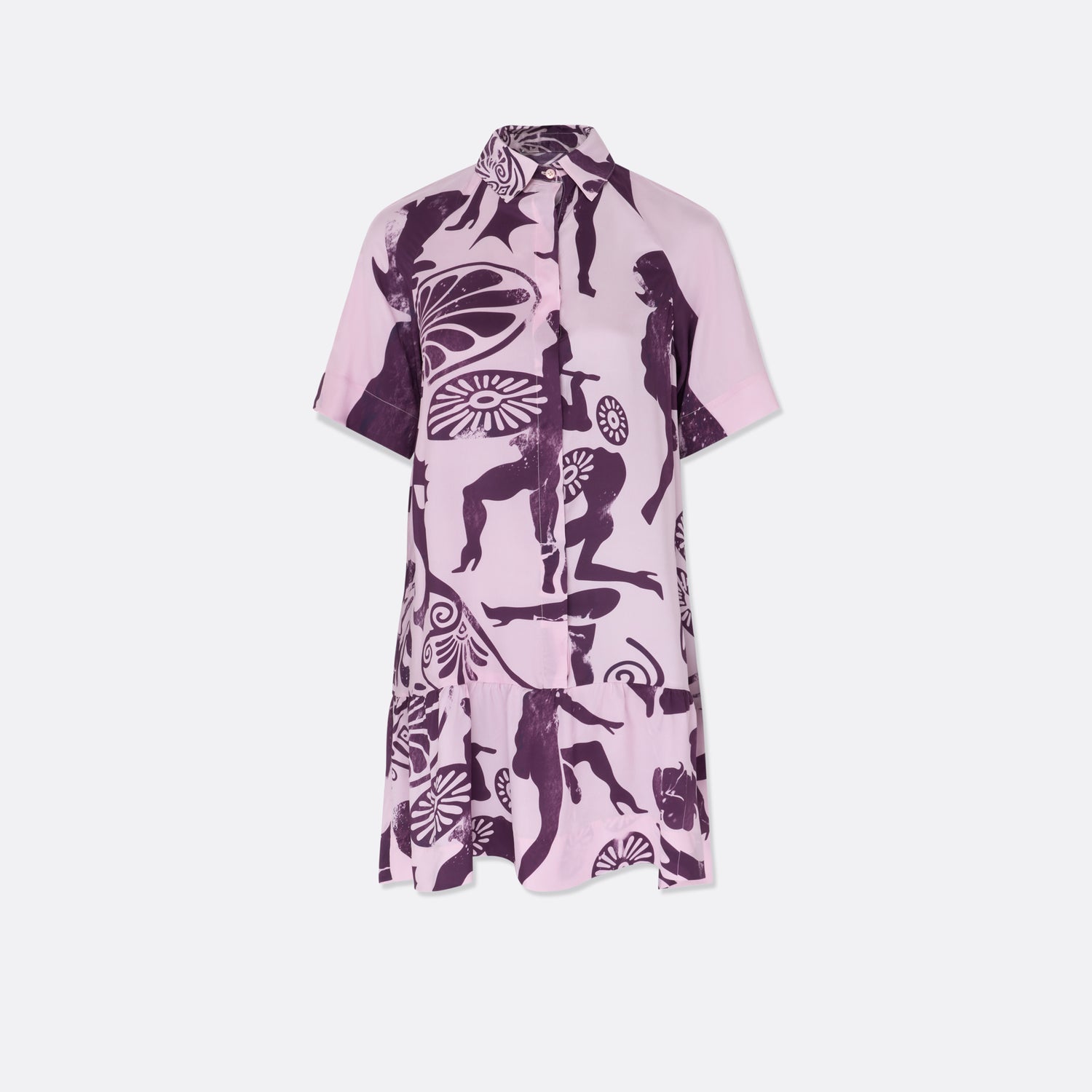 WOMAN SHORT-SLEEVE DRESS IN PRINTED SILK | Daniele Pio Rosati