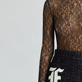 BLACK LACE BODYSUIT - Faith Connexion