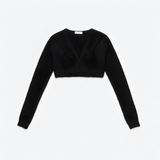 KNITTED HIGH COLLAR CROPPED CARDIGAN